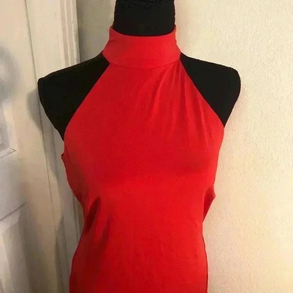 🔥💃🏻High Neck Fringe Red Party Dress💃🏻🔥Large and Small - Picture 7 of 16